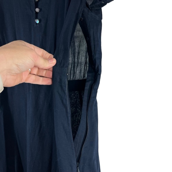 VERONICA BEARD Satori Ink Blue Sheer Layered Lace Short Sleeve Maxi Dress Size 6 - Picture 8 of 11